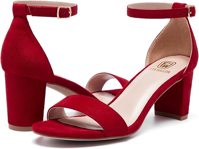 Women’s Open Toe Block Heel Sandals – Low Chunky Heel, Ankle Strap, Dress & Party Shoes