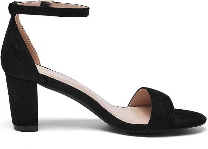 Women’s Open Toe Block Heel Sandals – Low Chunky Heel, Ankle Strap, Dress & Party Shoes