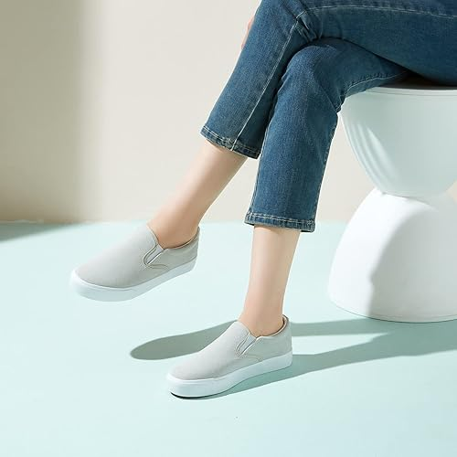 Women’s Slip-On Canvas Sneakers – Low Top Casual Loafers, Non-Slip Shoes